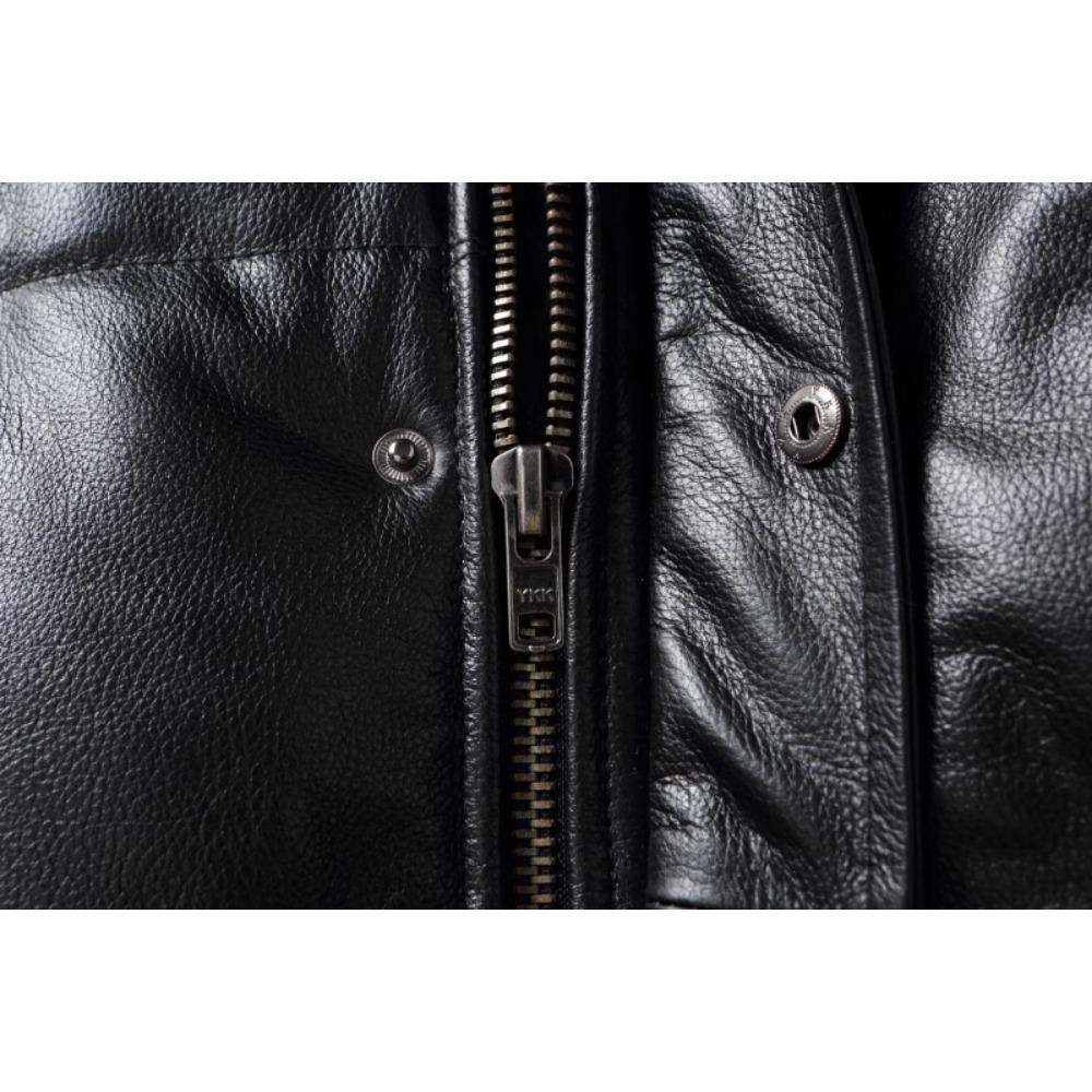 Chinese Size Thick Men Leather Jacket Hood Warm Down Coat Winter Long Down Jackets Genuine Cow Leather Coats Mens Clothing