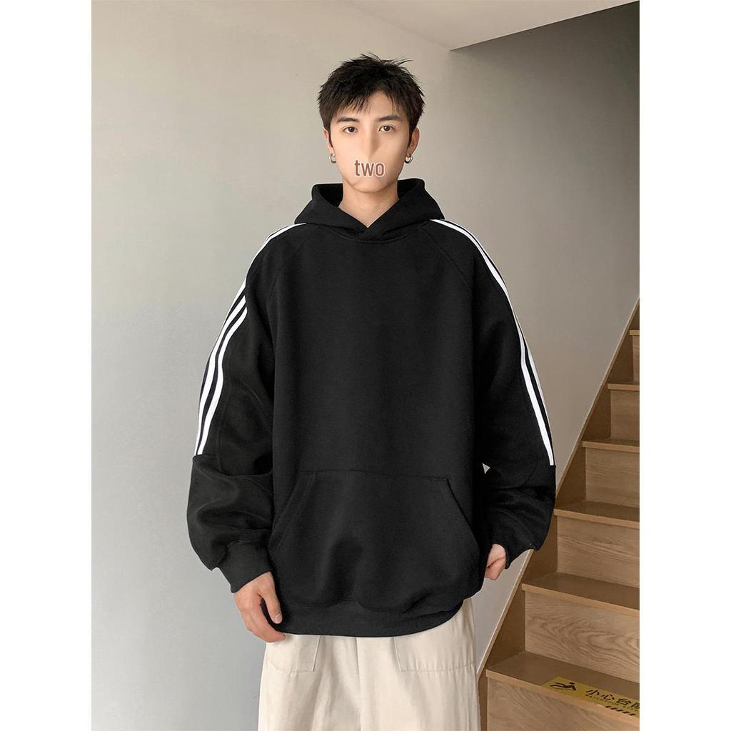 Men's Oversized Three Stripes Hoodie: Trendy Autumn Casual Wear