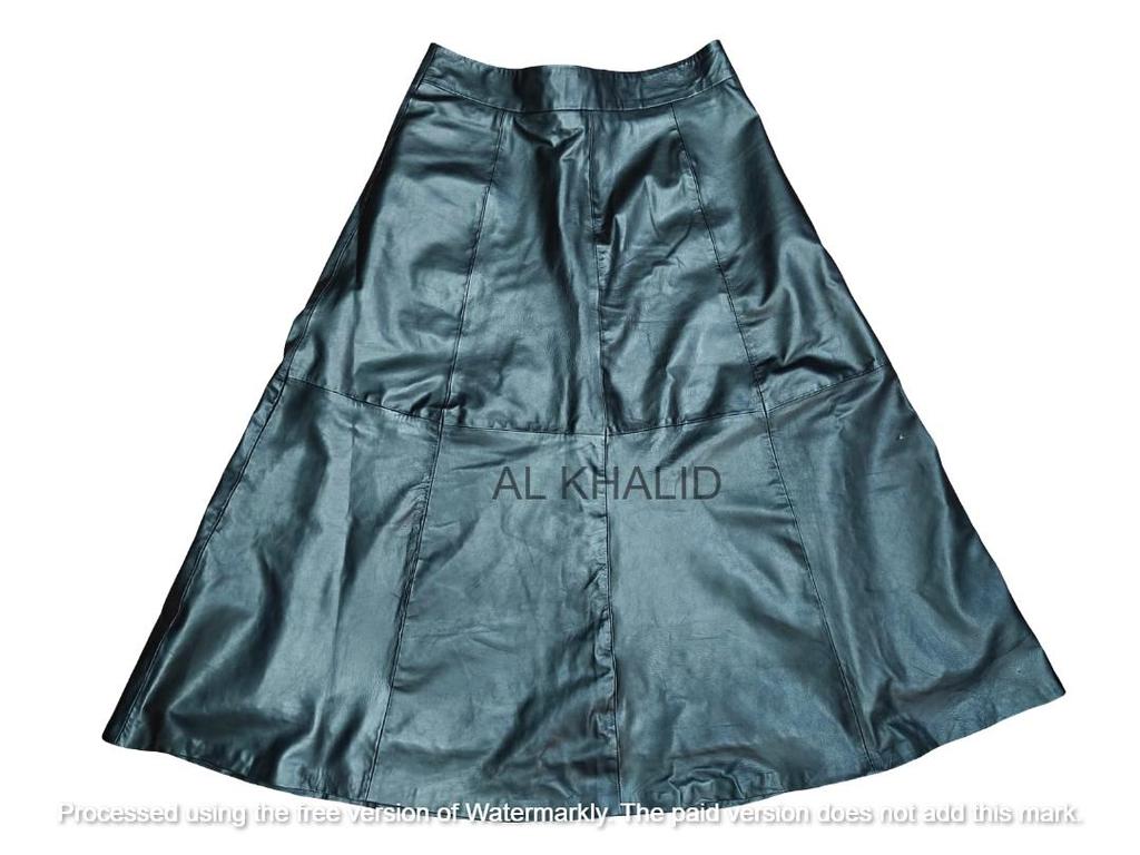 Pure Real Leather Long Classic Flare Wear Skirt Black Women's Genuine Lambskin