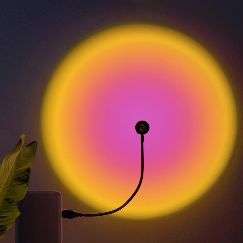 Sunset Lamp USB Rainbow Projector Atmosphere Night Light Home Decoration Photography Lighting Coffee Shop Wall Decor Lamp