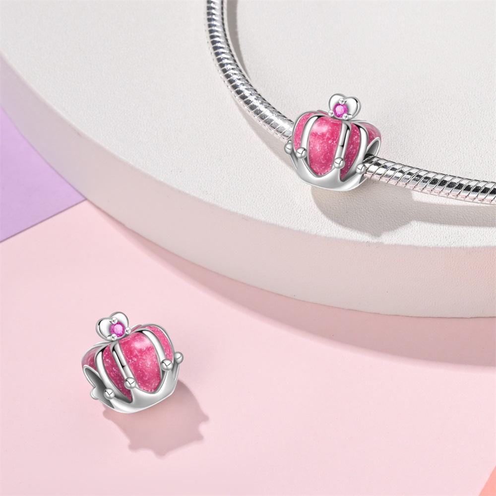 Sweet Pink Girl Modern & Cute Pet Cat & Glass Slipper Dangle Charm Fits Brand Bracelet Copper Jewelry Accessories