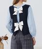 European & American Style Women's Bow Knit Vest Cardigan - Spring/Autumn Casual Fashion