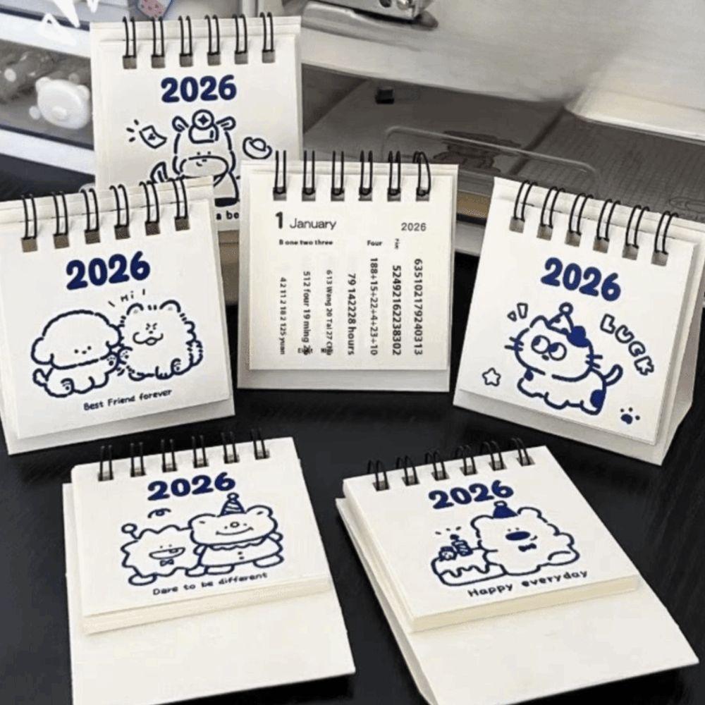 New Mini 2026 Desk Calendar Portable Cartoon Monthly Planner Calendar Plan Book Desktop Ornaments
