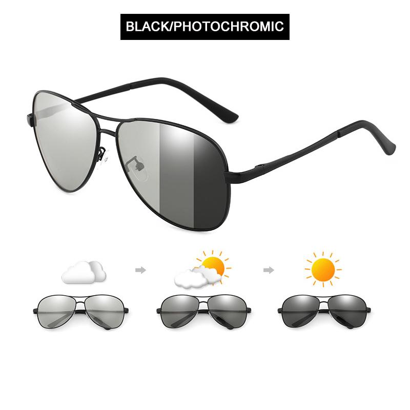 Photochromic Polarized Sunglasses Men Women Classic Pilot Chameleon Sun Glasses Fashion Change Color Fishing Eyeglasses