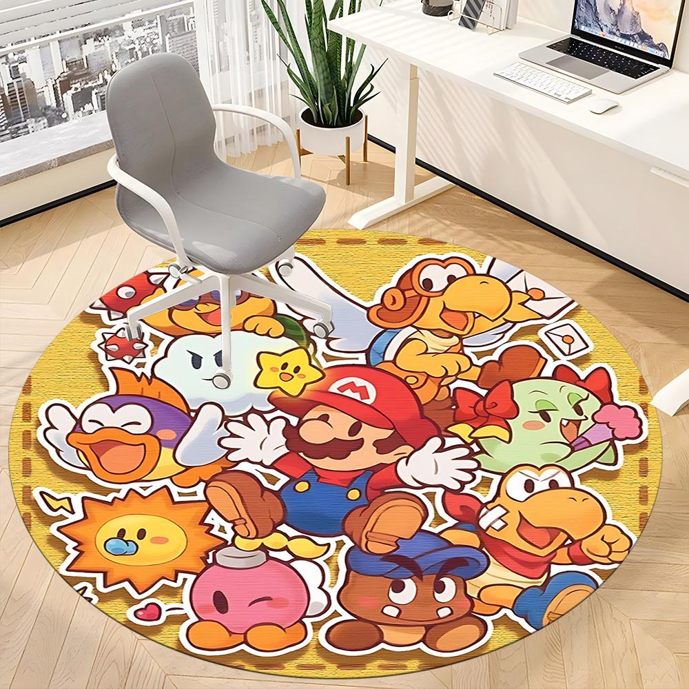 1pc Mario Characters Office Round Area Rug, Under Office Chairs Bedroom Living Room Home Decor  A1016267
