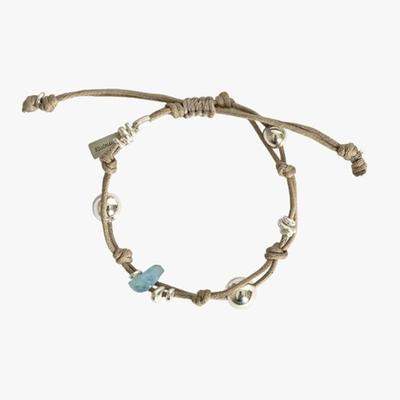 HYPNOTIZE SILVER BALL STRING BRACELET_BEIGE