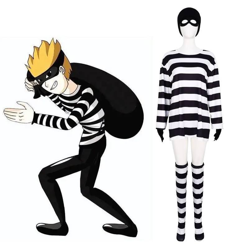 Halloween Cosplay Thief Costume Set Six Piece Clothing Stage Gift Performance