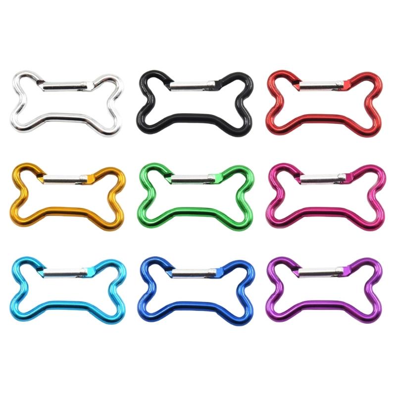 9Pcs Bone Shape Spring Snap Clip Aluminum Alloy Keyring Hangings Buckle Carabiner Keychains Bag Clip Hook Connectors