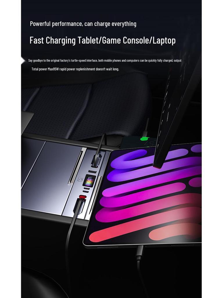 Tesla Model 3/Y Expansion Dock: PD Fast Charger & Multifunctional Cigarette Lighter