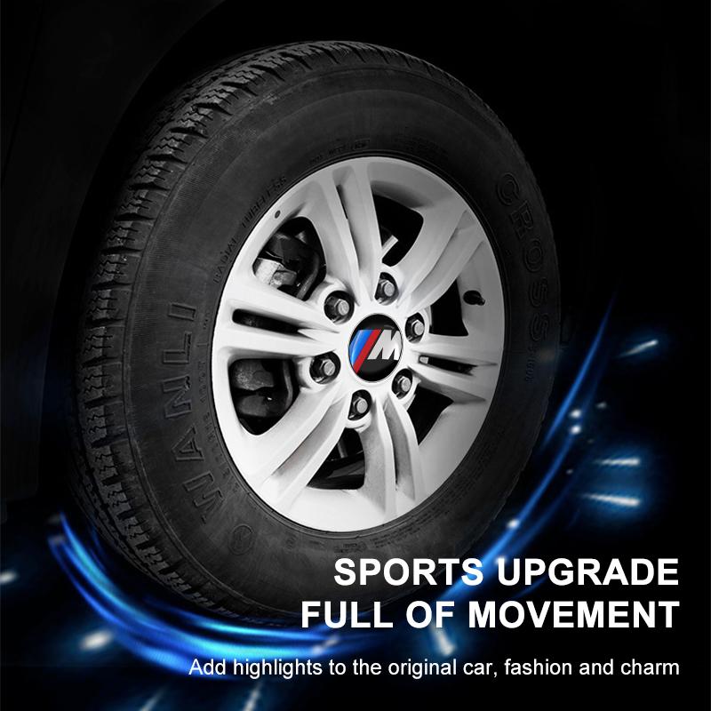 4PCS 60mm M LOGO Emblem Car Rim Cover Decal Tire Wheel Center Hub Cap Cover Auto Accessories for BMW X1 X3 X4 X5 E46 E90 F20 E60 E39 F10 M2 M3 M5