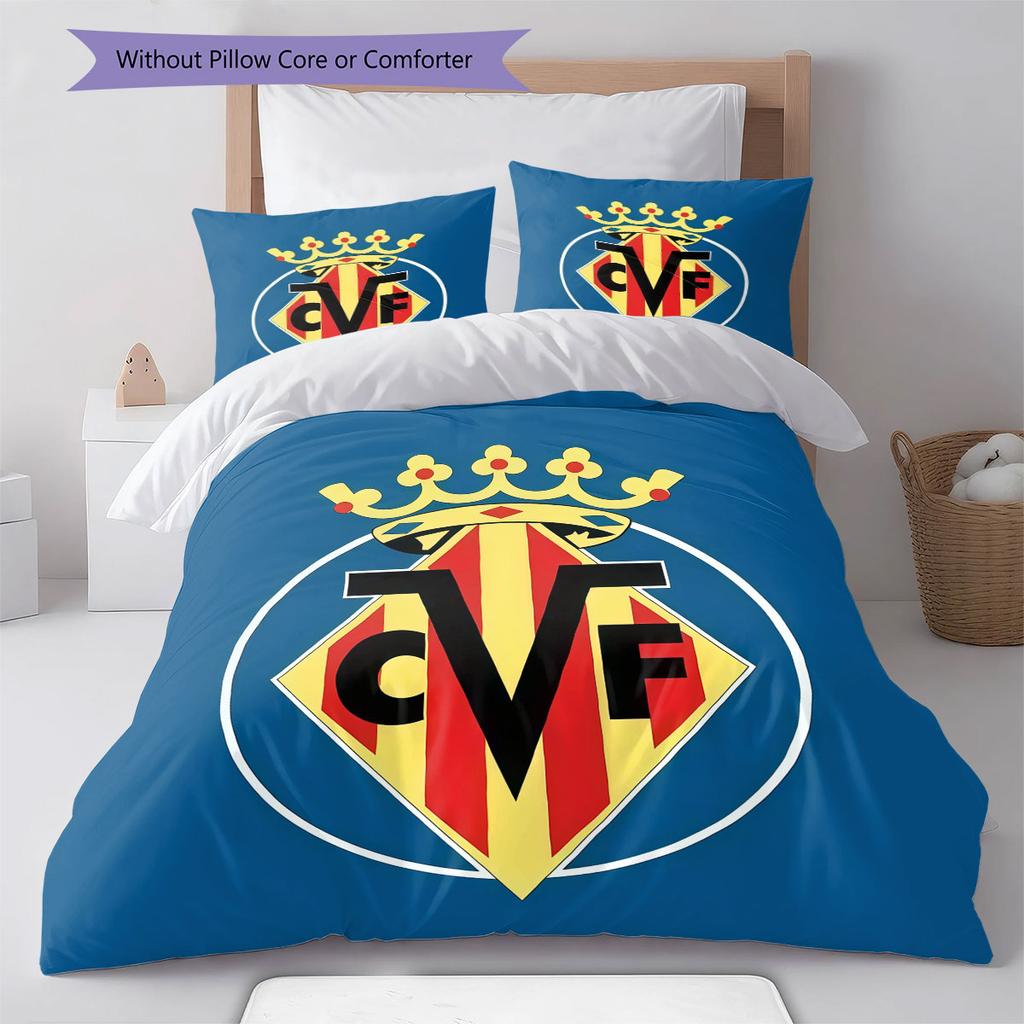 Villarreal logo Bedding Quilt Set Quilt Cover Pillowcase Home Decoration Birthday Gift (1 * duvet cover + 2 * pillowcase, without core)