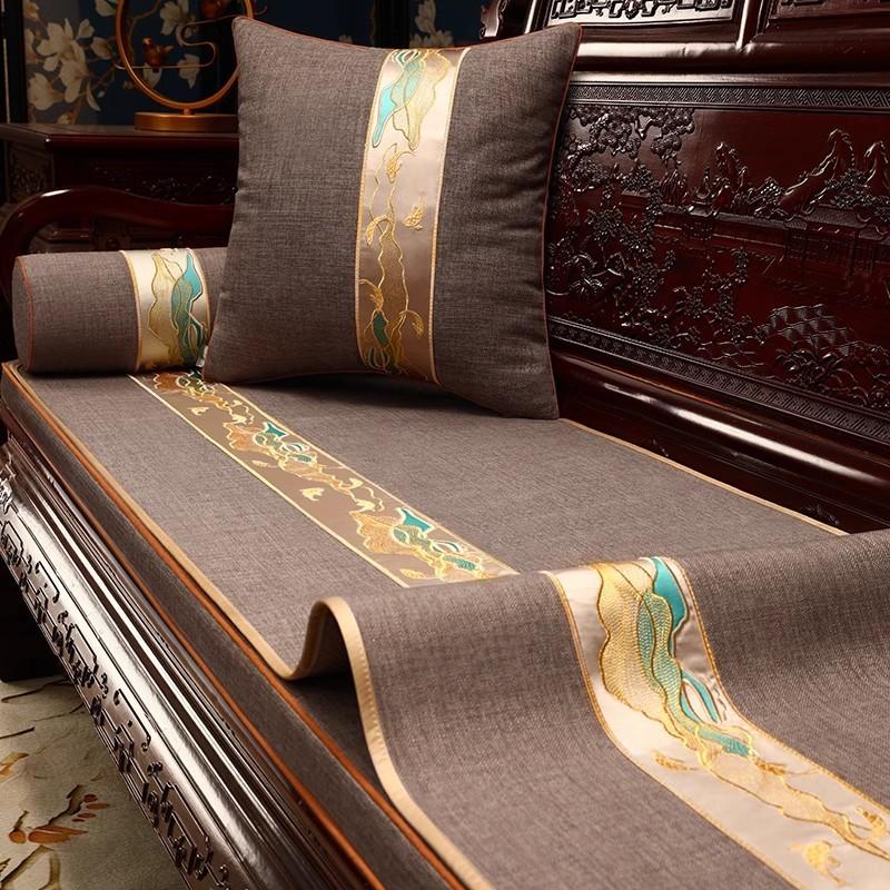 Mahogany Sofa Seat Cushion New Chinese Sofa Towel High-Grade Non-Slip Solid Wood Sofa Cushion Cover Brohan Bed Cover