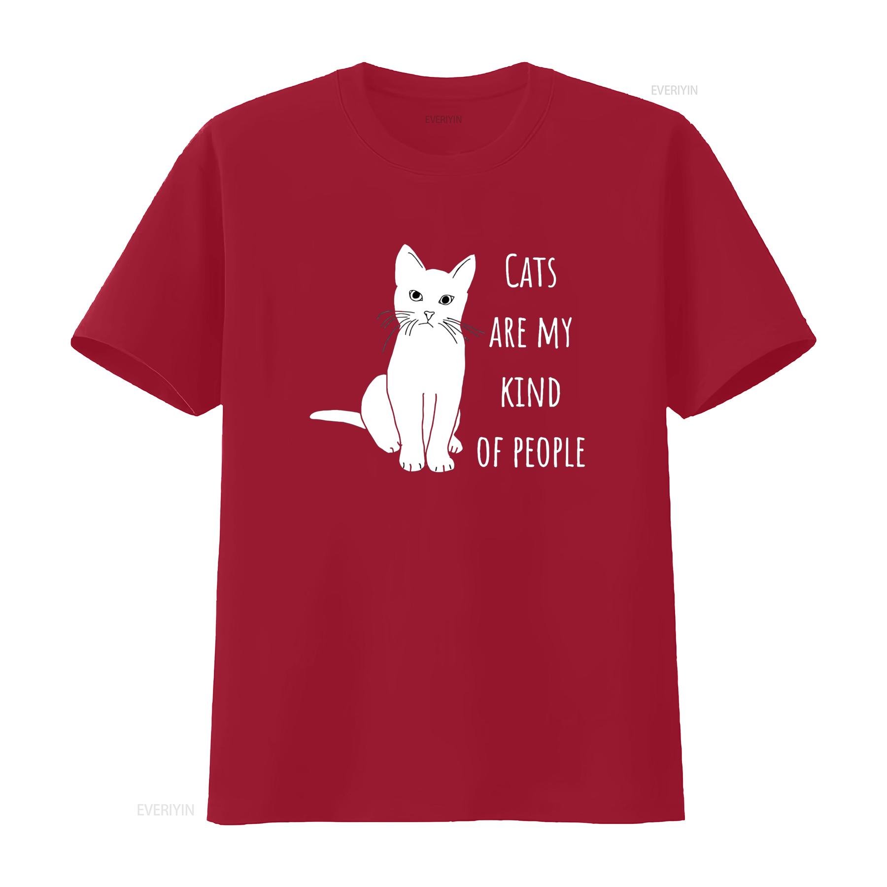 

Cats are my kind of people cat lover funny T Shirt vintage Washed Breathable Stylish Soft Unisex graphic Top For Everyday Wear S