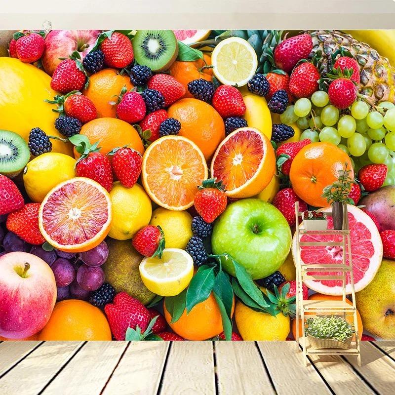 3d Wallpaper Strawberry Orange Fruits Photo Wall Mural Home Improvement Wall Papers
