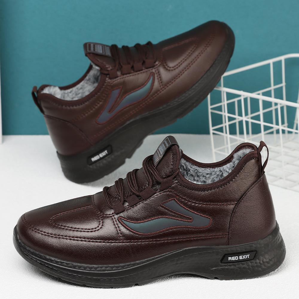 Shoes Men's shoes Winter large size cotton shoes Fleece thickened cotton boots Cold-proof and warm leather boots Polyurethane snow boots