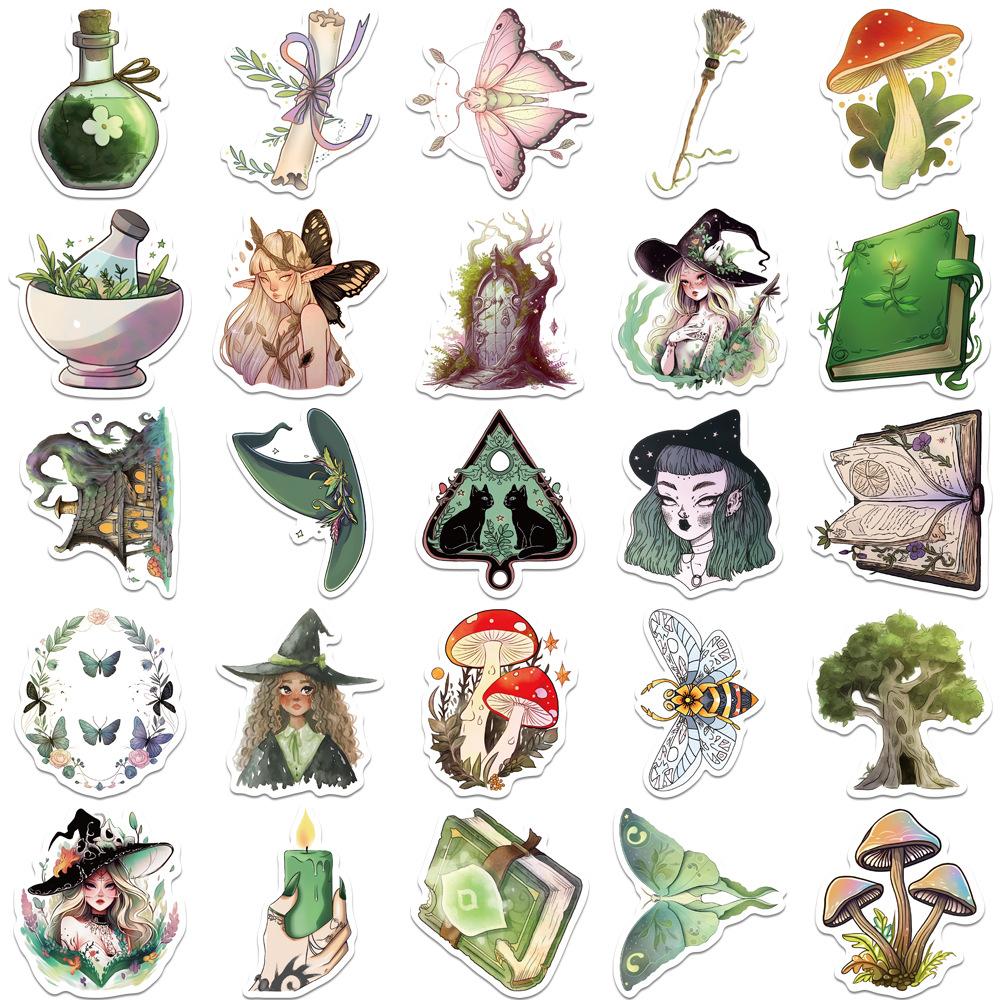 50PCS Kawaii Forest Witch Decoration Scrapbooking PVC Sticker Aesthetic Korean Stationery School Supplies