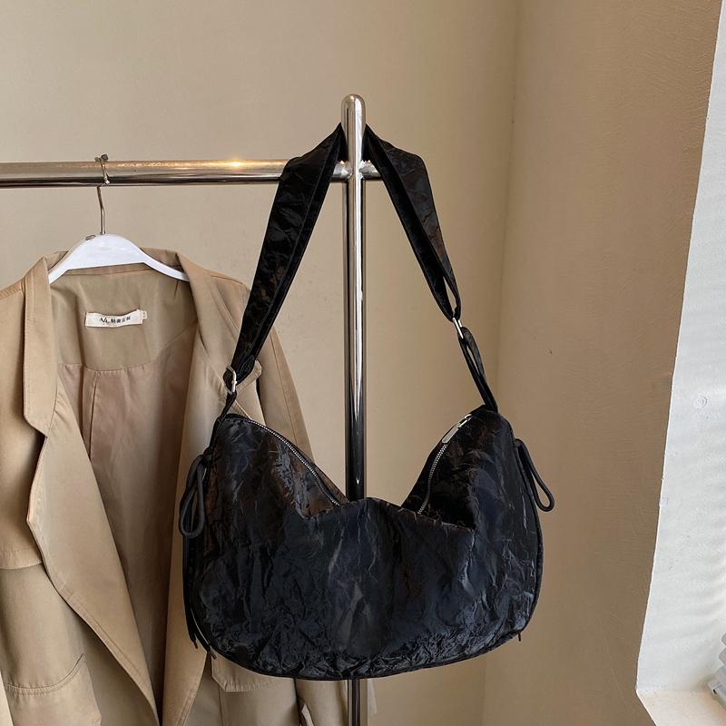 Large Capacity Bag Women's Solid Color Shoulder Crossbody Bag Student Class Commuter Hobo Bag