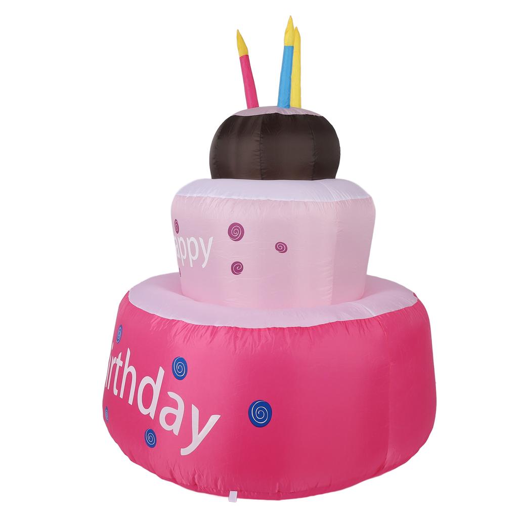 Inflatable Happy Birthday Cake with Candle IP44 Waterproof Birthday Blow Up Yard Decoration with