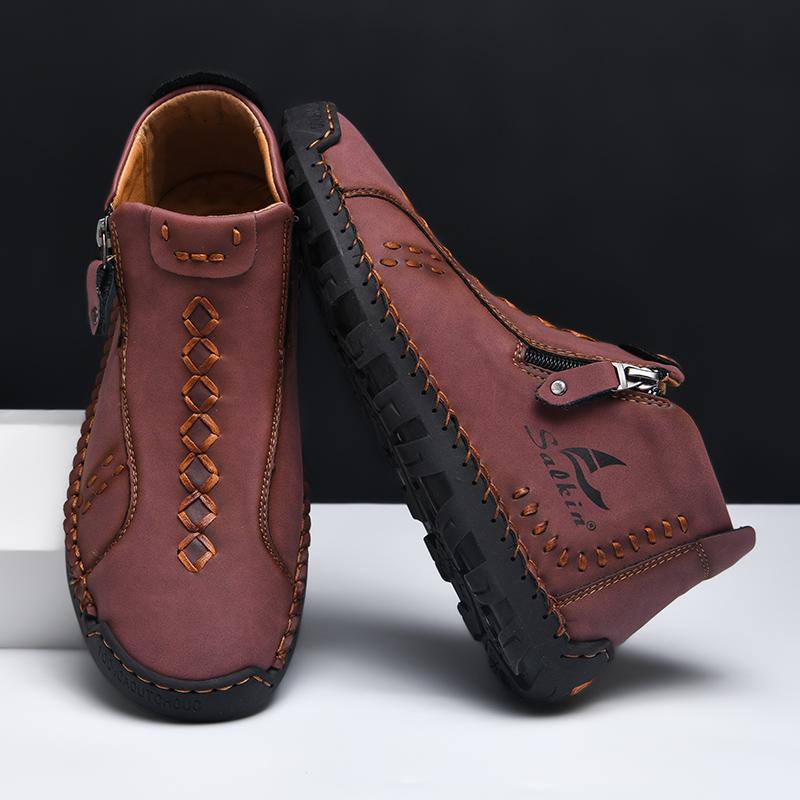 Genuine Leather Men's Casual Shoes Luxury Brand Men Ankle Boots Comfortable Sneakers High Quality Loafers Fashion Walking Shoes