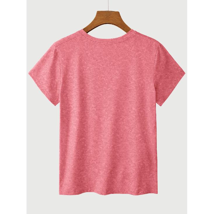 Macaron color scheme inspirational text print for education practitioners T Shirt| Teacher's Commuting Gentle Casual Loose Round Neck Top|Vintage