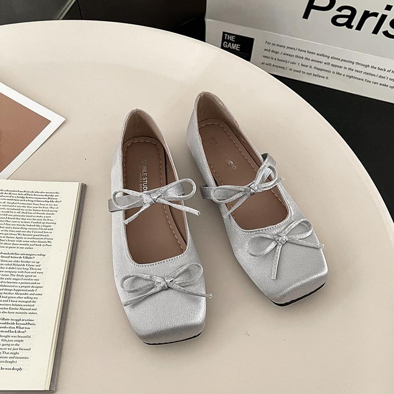 2025 Spring and Summer Fashion Doudou Shoes Versatile Mary Jane Shoes Comfortable Ladyshoes Trendy Square Head Inner Height Increase Flat Sole Shoes