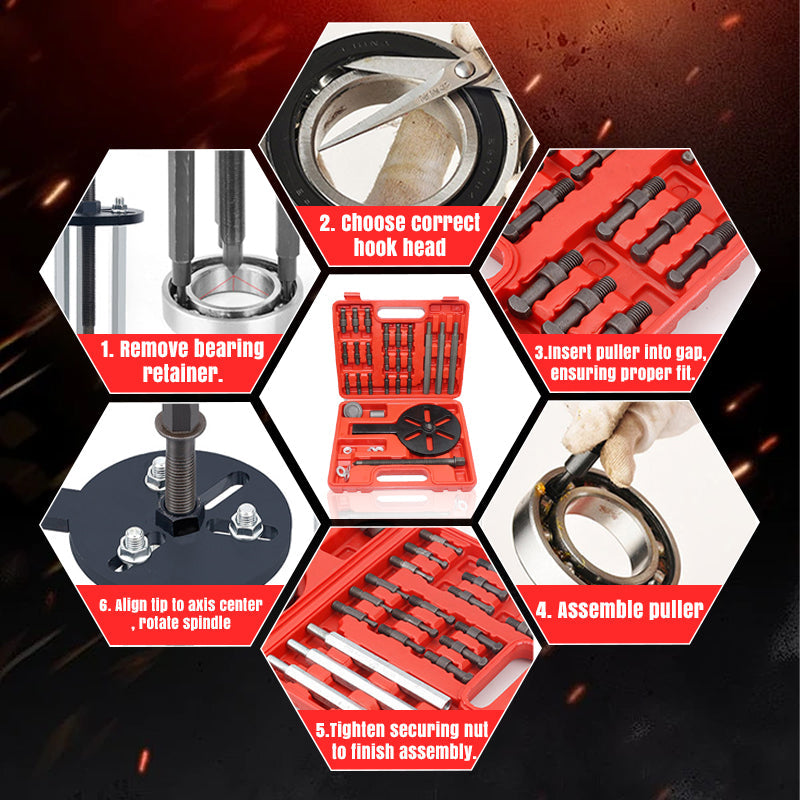 31pcs Three-jaw Inner Hole Bearing Extractor Removal Tool Internal Bearing Disassembly Puller Harvester Bearing Disassemble Kits