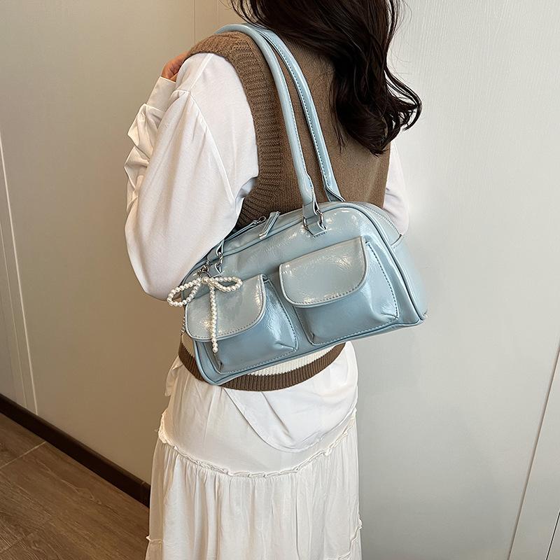 Ballet Style Bow Underarm Bag Women's 2025 New Large-capacity Solid Color Portable Shoulder Bag