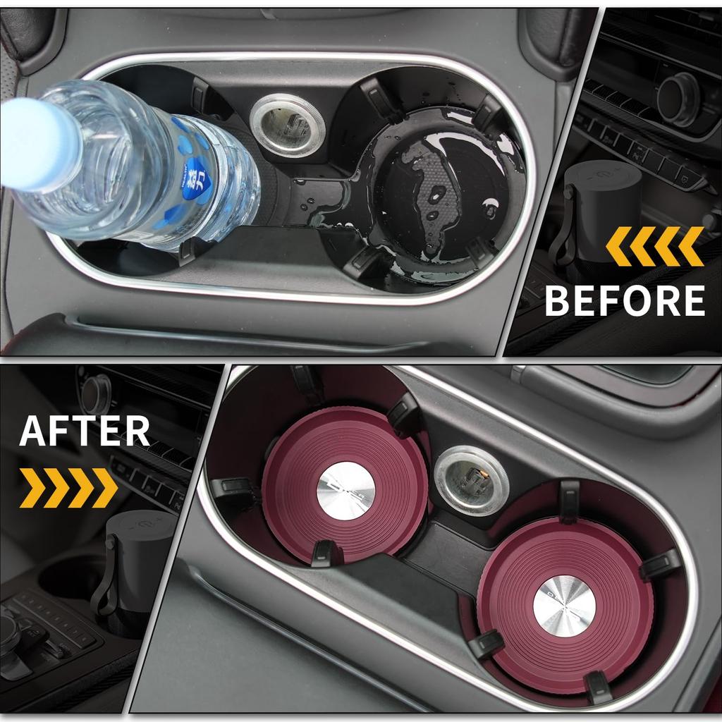 Delica D5 Exclusive Car Coasters, 3D Round Cup Mats for Car Drink Holders, Stylish Custom Parts for the New DELICA D5, Silicone with Premium Metal