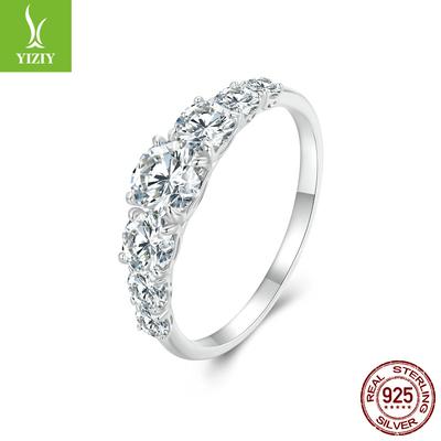 50 Punkte Moissanit Ring Heiratsantrag, Klassischer Funkelnder Luxus Liebesringhalter 925 Sterling Silber Ehering