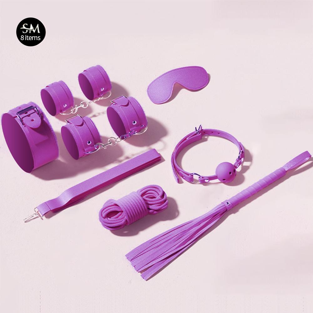Sex Toys BDSM Bondage Kits Genuine Leather Restraint Set Handcuffs Collar Gag Vibrators Sex Toys For Women Couples Adult Games
