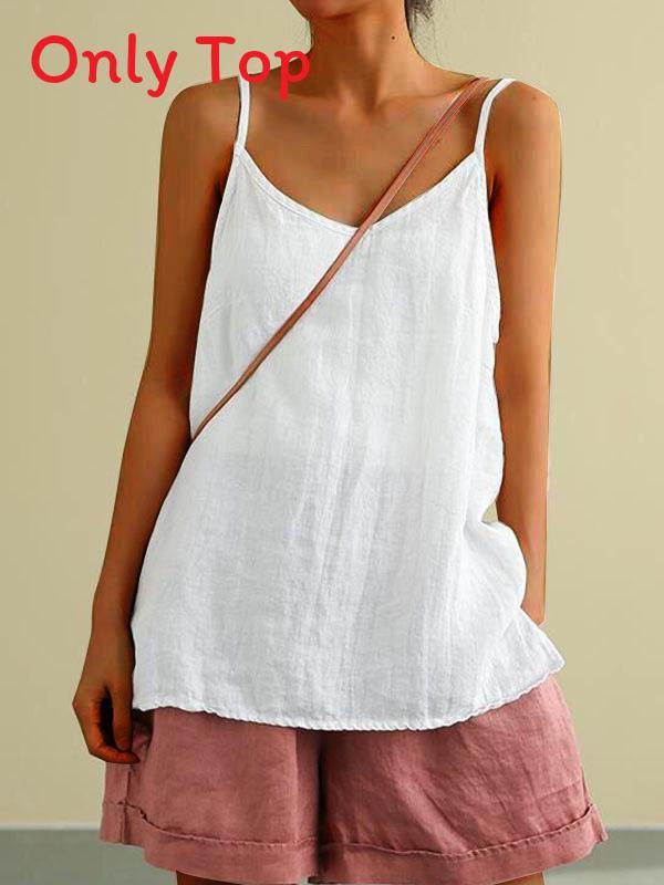 Cotton Linen Sleeveless Tank Top For Women Summer Casual Breathable Fashionable