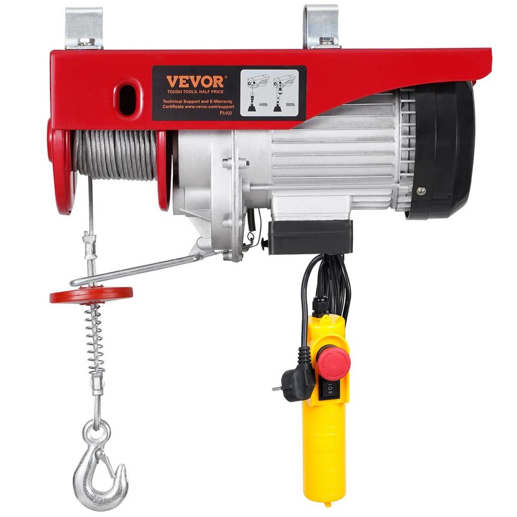 Electric Hoist Crane Winch 880 lbs with 14 ft Wired Remote Control 230V