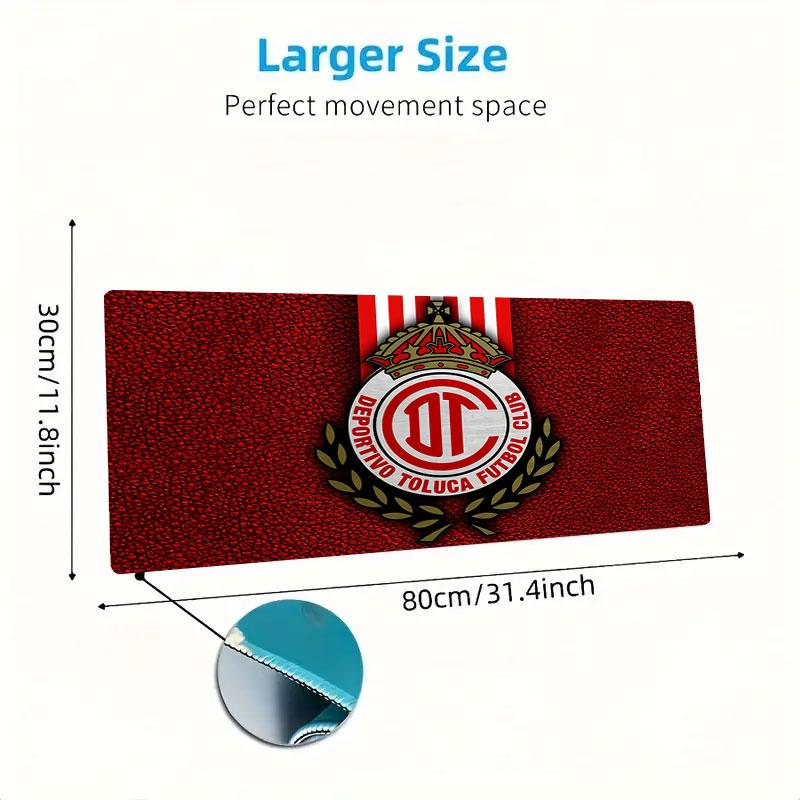 Toluca FC Mouse Pad, Large Gaming Desk Mat, Non-slip XXL Mousepad for Laptop & Tablet, Mini PC Playmat with Stitched Edges