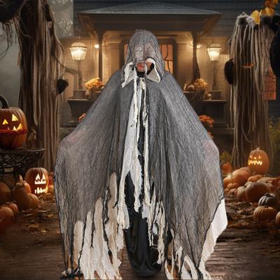 Halloweenský plášť s kapucí Středověký renesanční gotický čarodějnický plášť s kapucí Strašidelný kostým pro cosplay Smrtky pro muže ženy