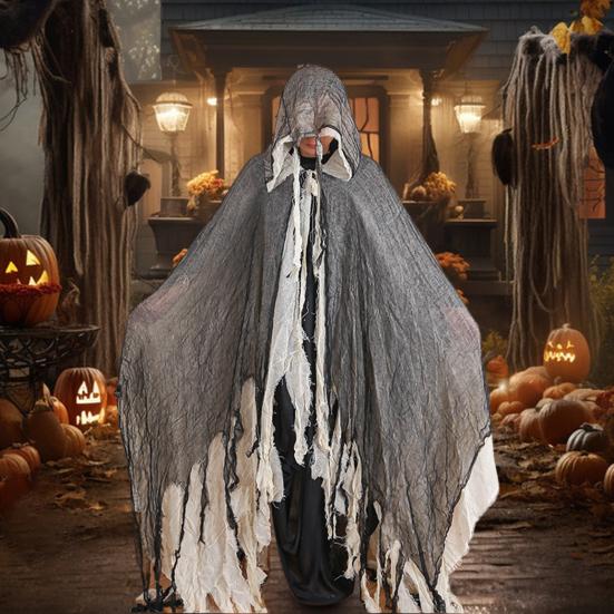 

Halloween Cloak Grim Medieval Renaissance Gothic Hooded Reaper Cosplay Costume for чорний колір сірий