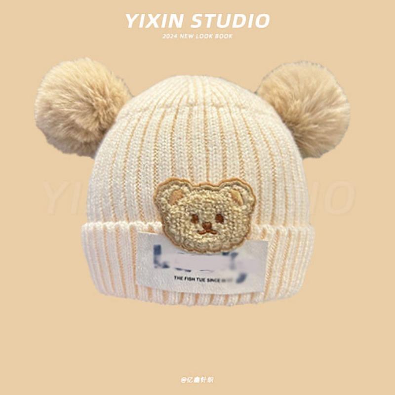 Autumn and Winter Boys and Girls Children's Hats Baby Hats Cute Cartoon Bears Plush Hats Thermal Hats Ear Protectors Knitted Hats