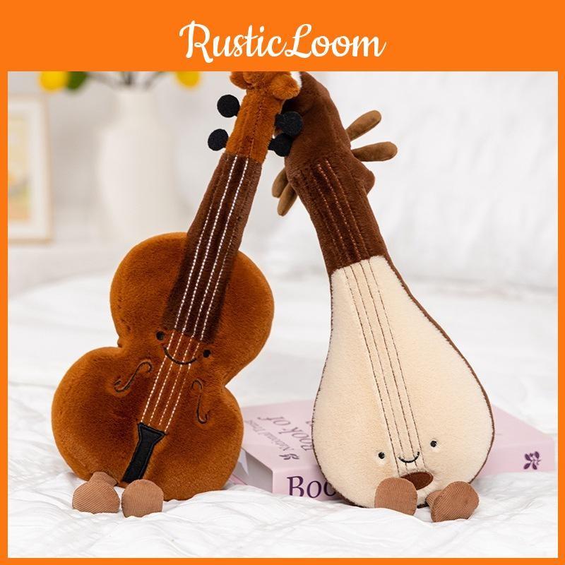 Plush Instrument Musical Pillow With Guitar Violin Embroidery Home Gift Decor