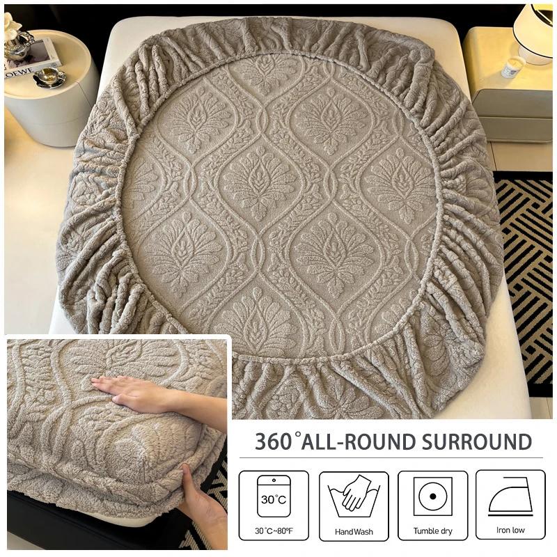 3PC Bedding Set Bedcloth Warm Winter Bed Cover 3D Embossed Velvet Mattress Cover Tafferta Bedsheet Winter Warm Fitted Sheet Mattress Protector