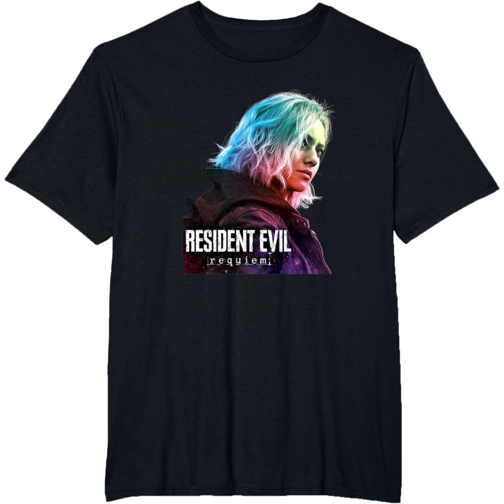 Resident Evil: Requiem Jade Wesker Gradient Hair Character Graphic T-Shirt | Horror Game/Series Fan Streetwear Tee 4XL