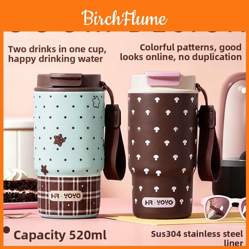 Double Drinking Insulated Coffee Mug With Dot Print For Travel And Office Use