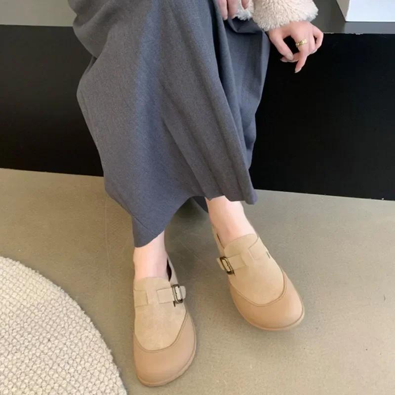 Spring Women Boston Clogs Flats Fashion Shallow Slip on Ladies Comfort  Round Toe Women's Single Women Flat Shoes