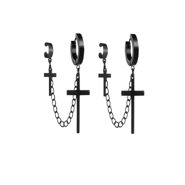 Fashion Black Horn Earrings For Women Hip-hop Acrylic Ear Stud Stainless Steel Anti-Allergies Earrings Gothic Spiral Ear