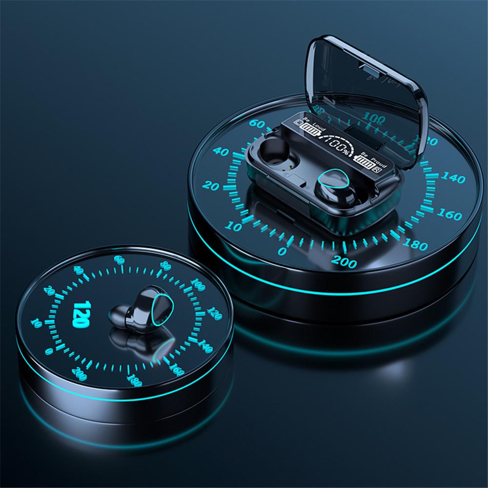 Wireless Bluetooth 5.1 Headphones HiFi Stereo Earphones Waterproof Noise Reduction Earbud LED Display Headsets Charge Your Phone