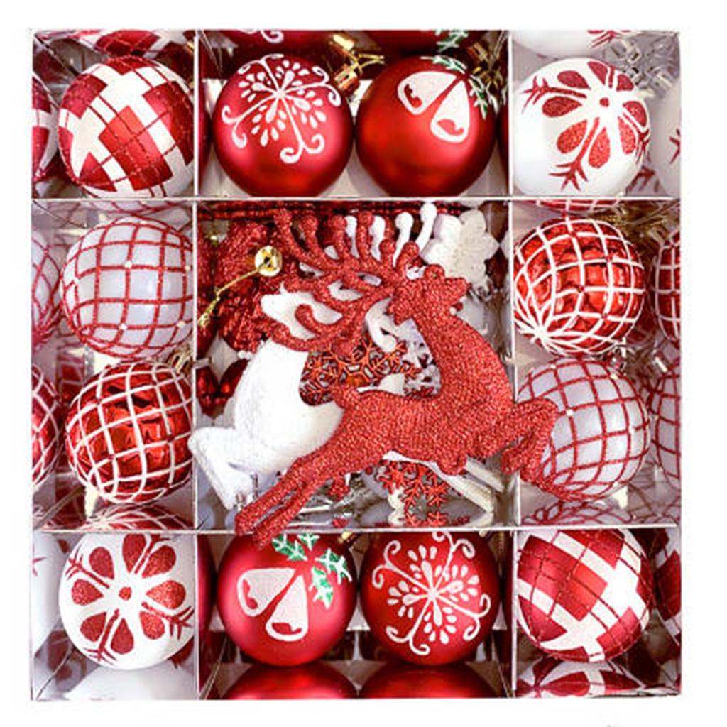 Christmas Decorations Electroplated Plastic Ball Ice Snowflake Elk Christmas Ball Set Pendant.