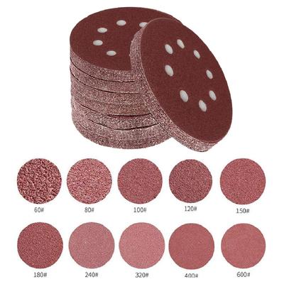 Toowood 100Pcs 125mm 8 Hole Round Dustless Hook Loop Sandwich Disc Sandpaper 60 To 600 Grit &