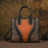 Genuine Leather Women's Handbag Retro Embossed Large Capacity Shoulder Crossbody Bags