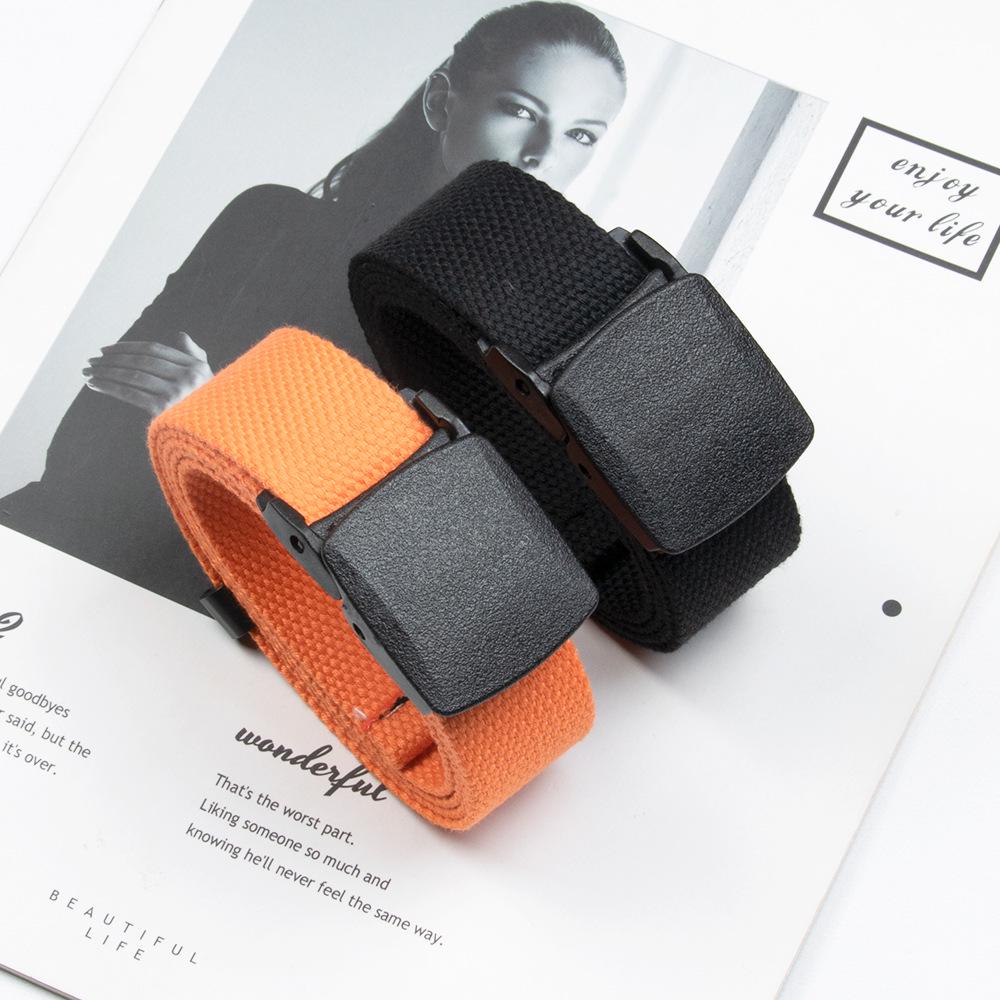 3.2cm Metal-Free Smooth Canvas Belt with Plastic Buckle for Student and Youth Jeans