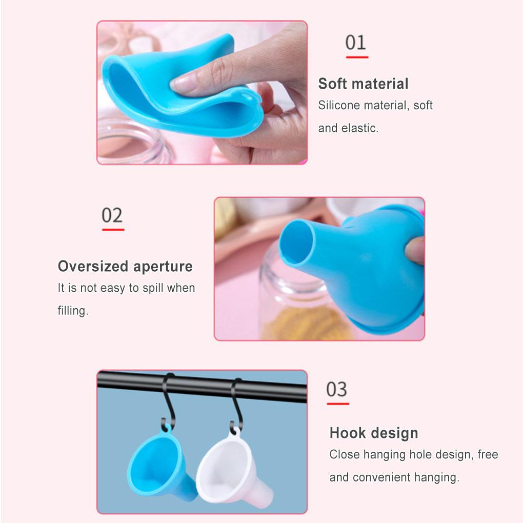 Silicone Funnel Kitchen Gadget Filter Long-lasting Smooth Surface No Burrs Liquid Dispenser Home Supplies Oil Funnels