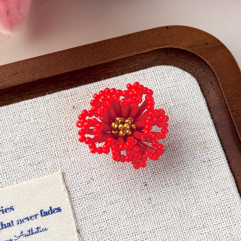Sparkling Red Beaded Crystal Flower Shoe Clips Elegant Shoe Decor for Sandals Jelly Shoes Banquet Gift Choice