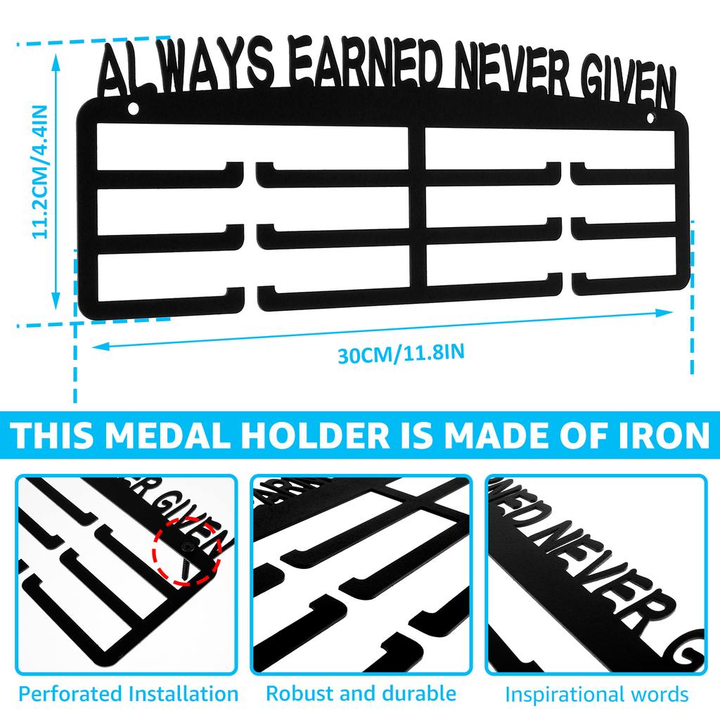Medal Display Hanger Wall Mounted Iron Triathlon Running Sports Medal Display Rack Decorative Medal Holder for 30-45 Medals New